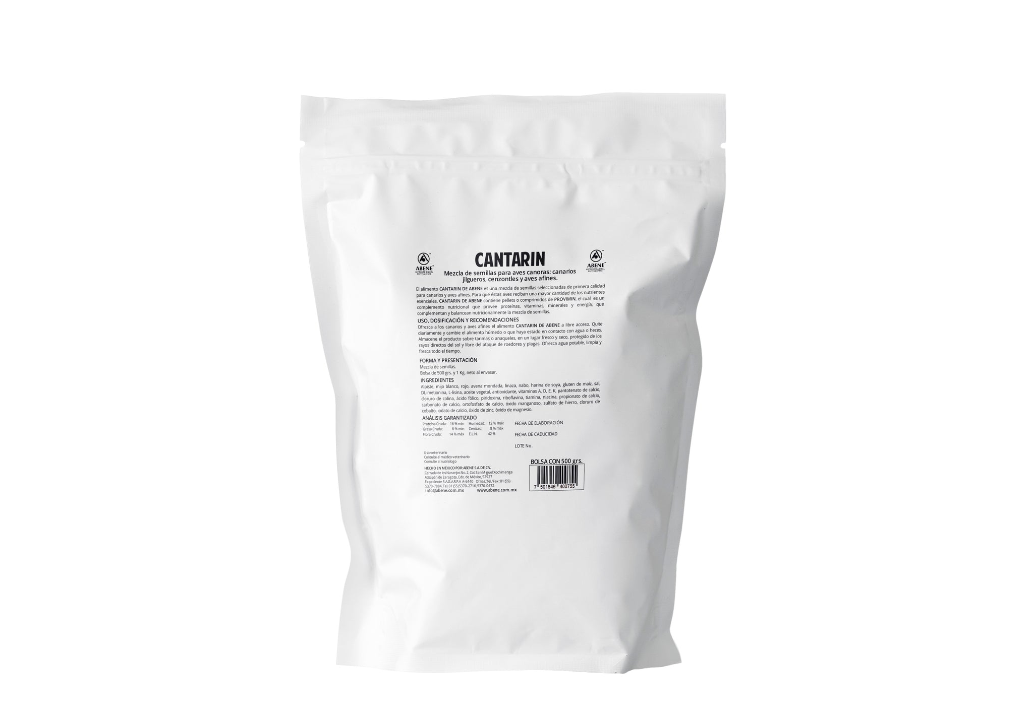 Cantarín (Mezcla de semillas para aves canoras, contiene pellets de PROVIMIN es decir: Es la mezcla peletizada de PROteinas + Vitaminas + Minerales)