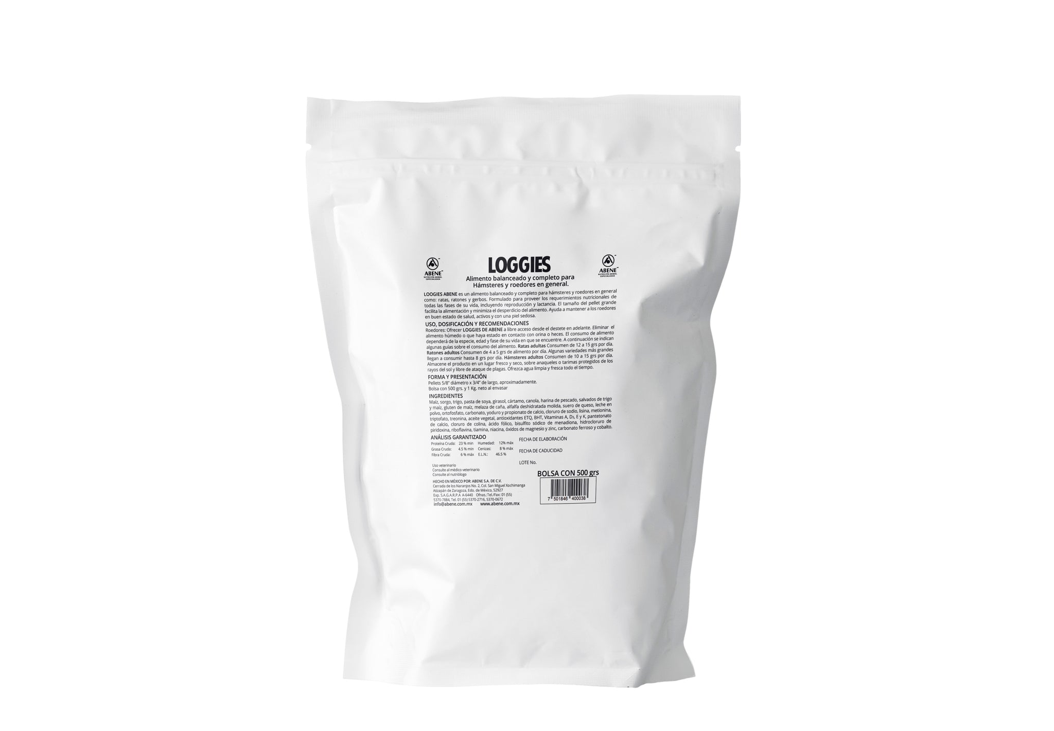 Loggies (alimento balanceado, peletizado para hámsteres)